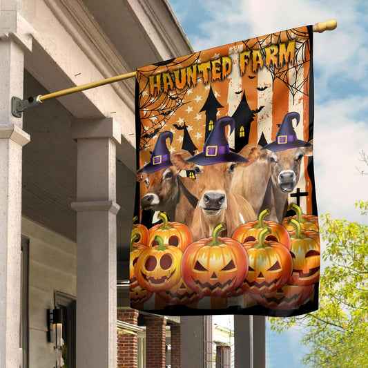 Uni Jersey Cattle Haunted Farm Halloween Flag