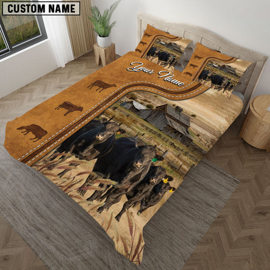 Uni Black Angus On The Farm Personalized Name Bedding Set