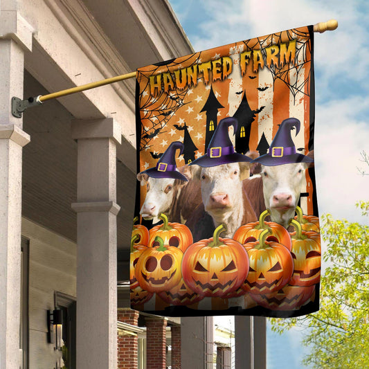 Uni Hereford Cattle Haunted Farm Halloween Flag