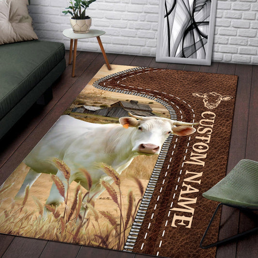 Uni Charolais Farming Personalized Name 3D Rug
