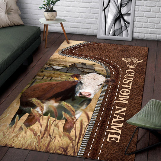 Uni Hereford Farming Personalized Name 3D Rug