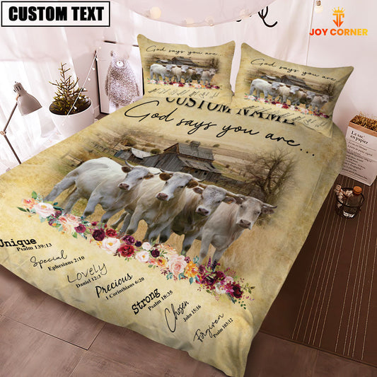 Uni Charolais God Says You Are Custom Name Bedding Set