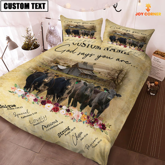 Uni Black Angus God Says You Are Custom Name Bedding Set