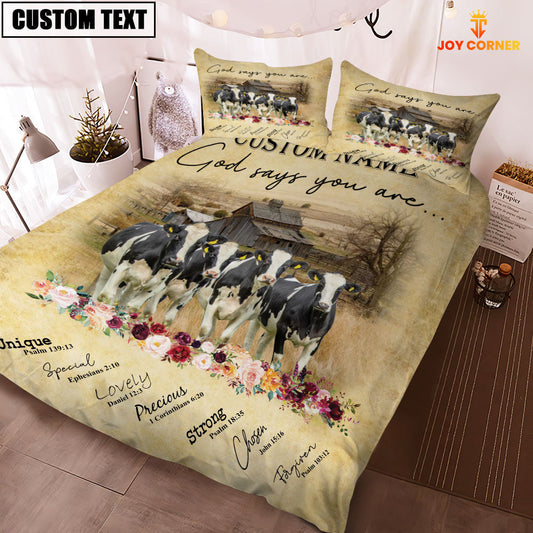 Uni Holstein God Says You Are Custom Name Bedding Set