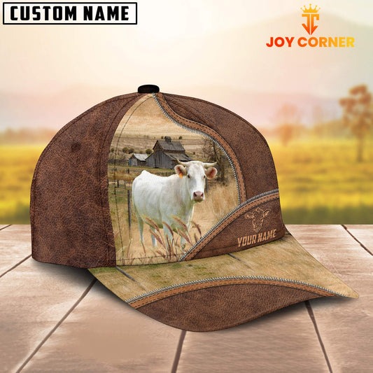 Uni Charolais Zipper Leather Pattern Customized Name Cap