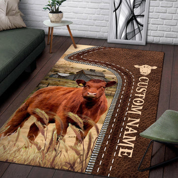Uni Red Angus Farming Personalized Name 3D Rug