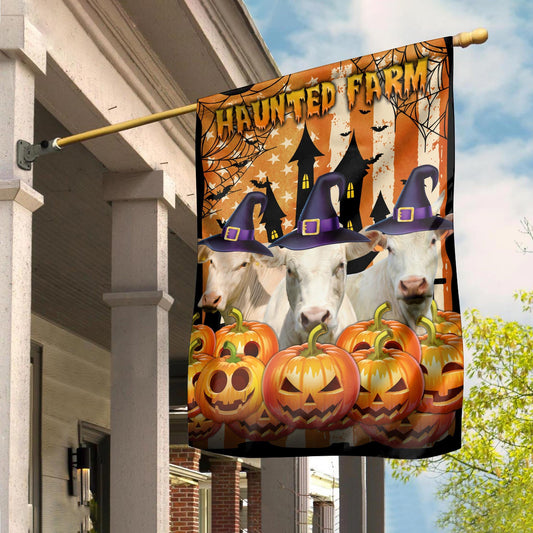 Uni Charolais Cattle Haunted Farm Halloween Flag