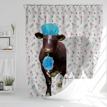 Uni Shorthorn Flower 3D Shower Curtain