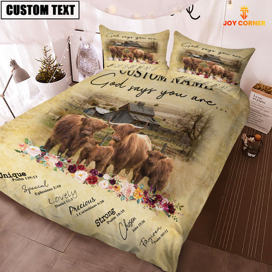 Uni Highland God Says You Are Custom Name Bedding Set