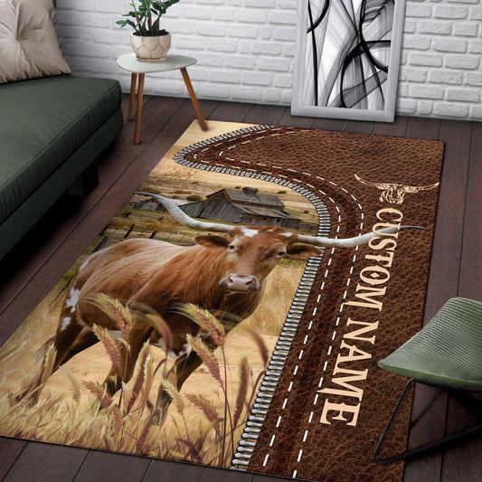 Uni Texas Longhorn Farming Personalized Name 3D Rug