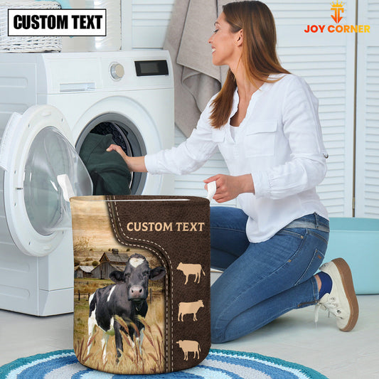 Uni Holstein Custom Name Leather Pattern Laundry Basket