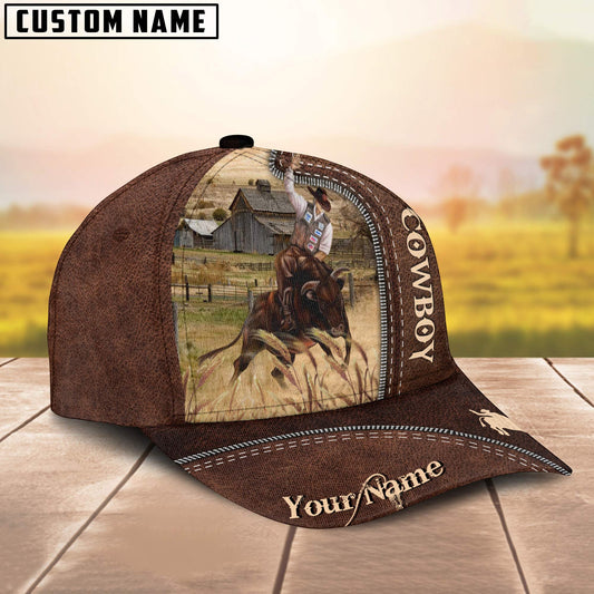 Uni Cowboy Customized Name Leather Pattern Cap