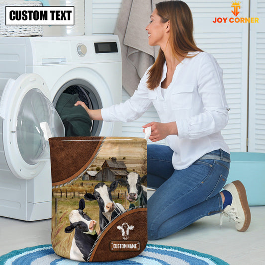 Uni Holstein Cow Custom Name Laundry Basket