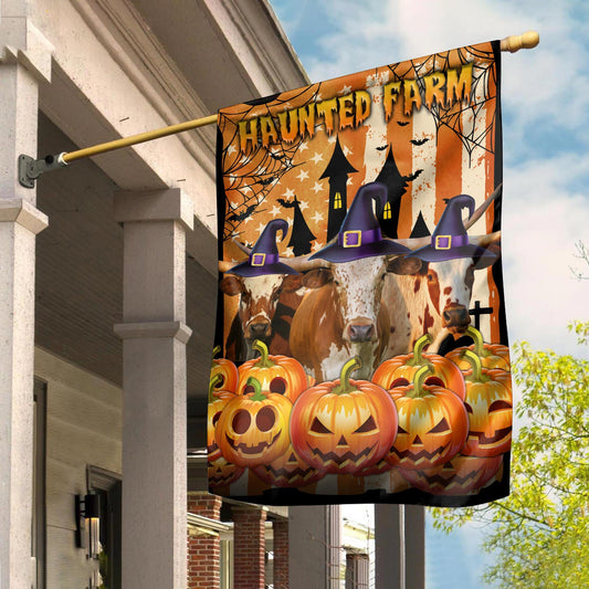 Uni TX Longhorn Cattle Haunted Farm Halloween Flag