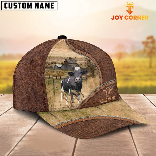 Uni Holstein Zipper Leather Pattern Customized Name Cap