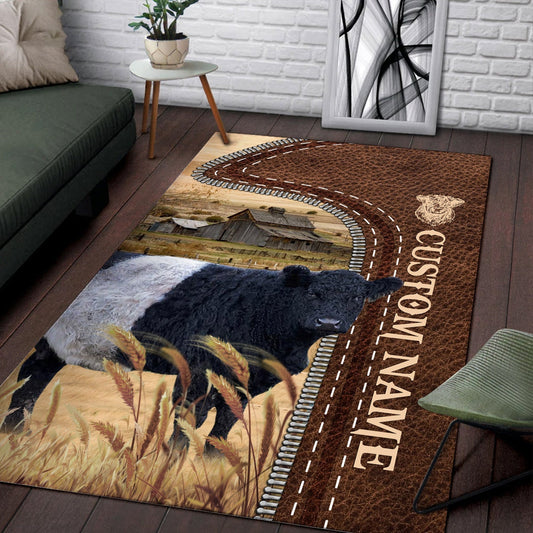 Uni Belted Galloway Farming Personalized Name 3D Rug