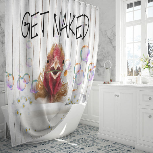 Uni Chicken Get Naked Daisy Shower Curtain