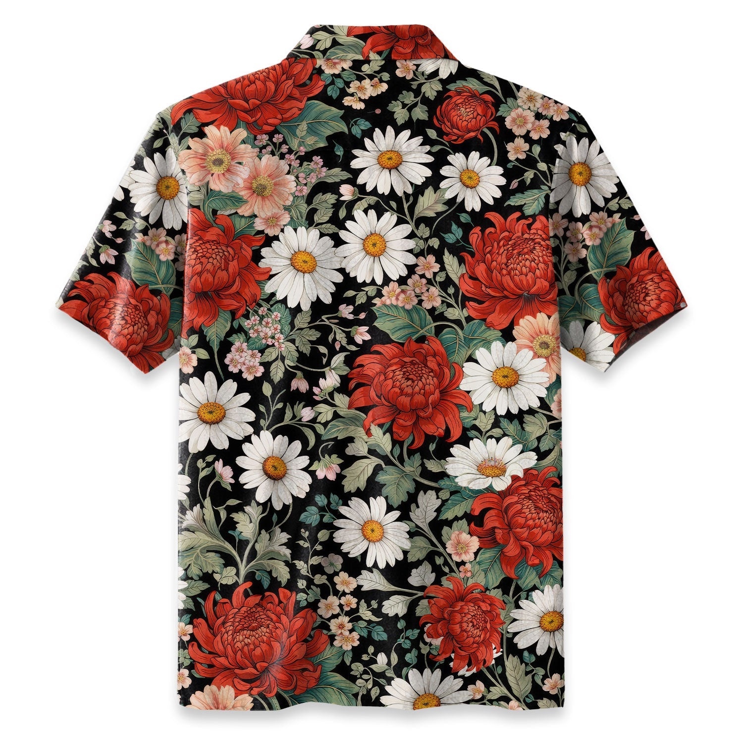 Crimson Daisy Hawaiian Shirt