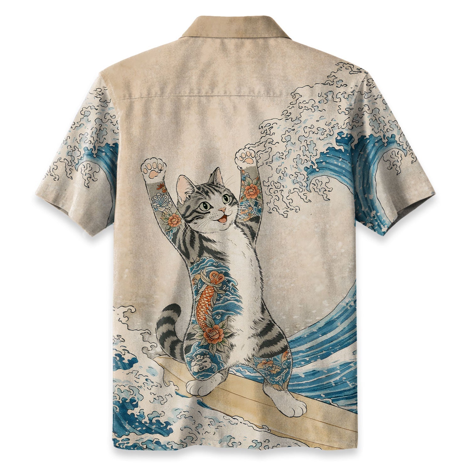 Cat Surfing Hawaiian Shirt