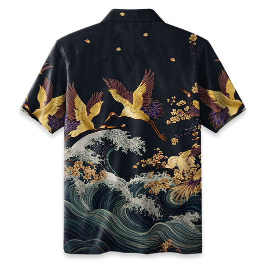 Cranes Dancing On The Waves Hawaiian Shirt