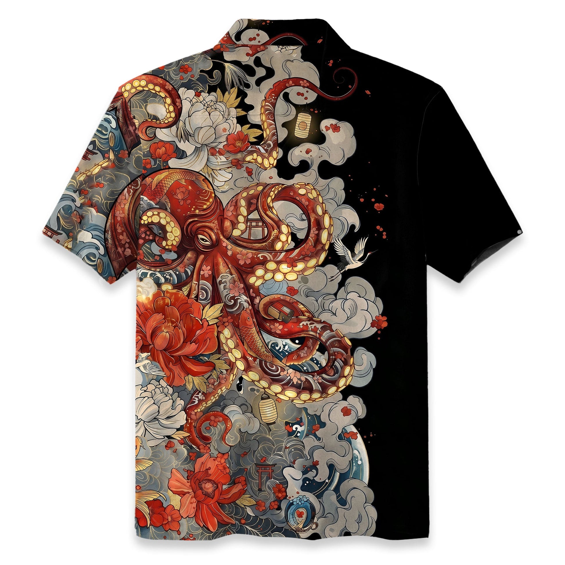 Octopus with Flowers and Clouds Hawaiian Shirt