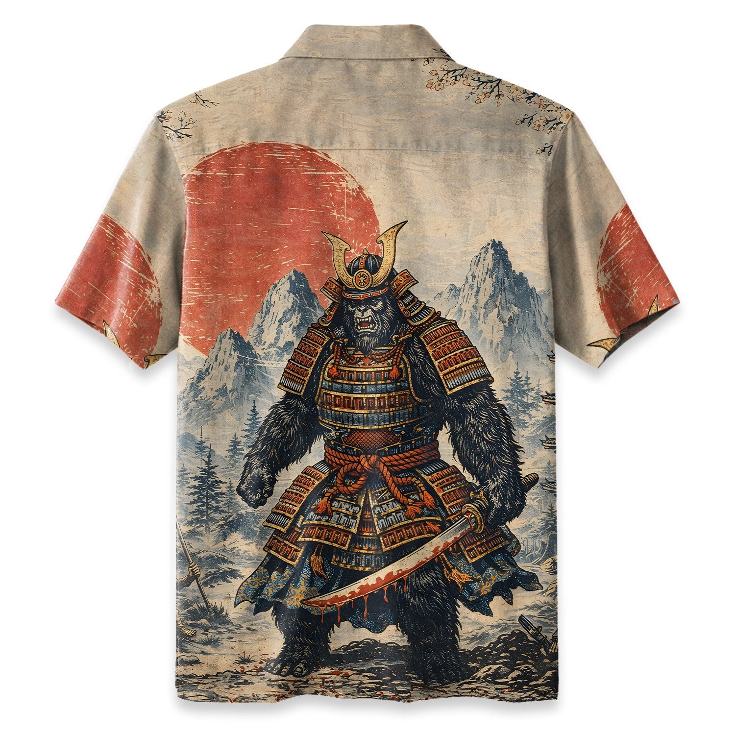 Japanese Samurai Bigfoot Hawaiian Shirt