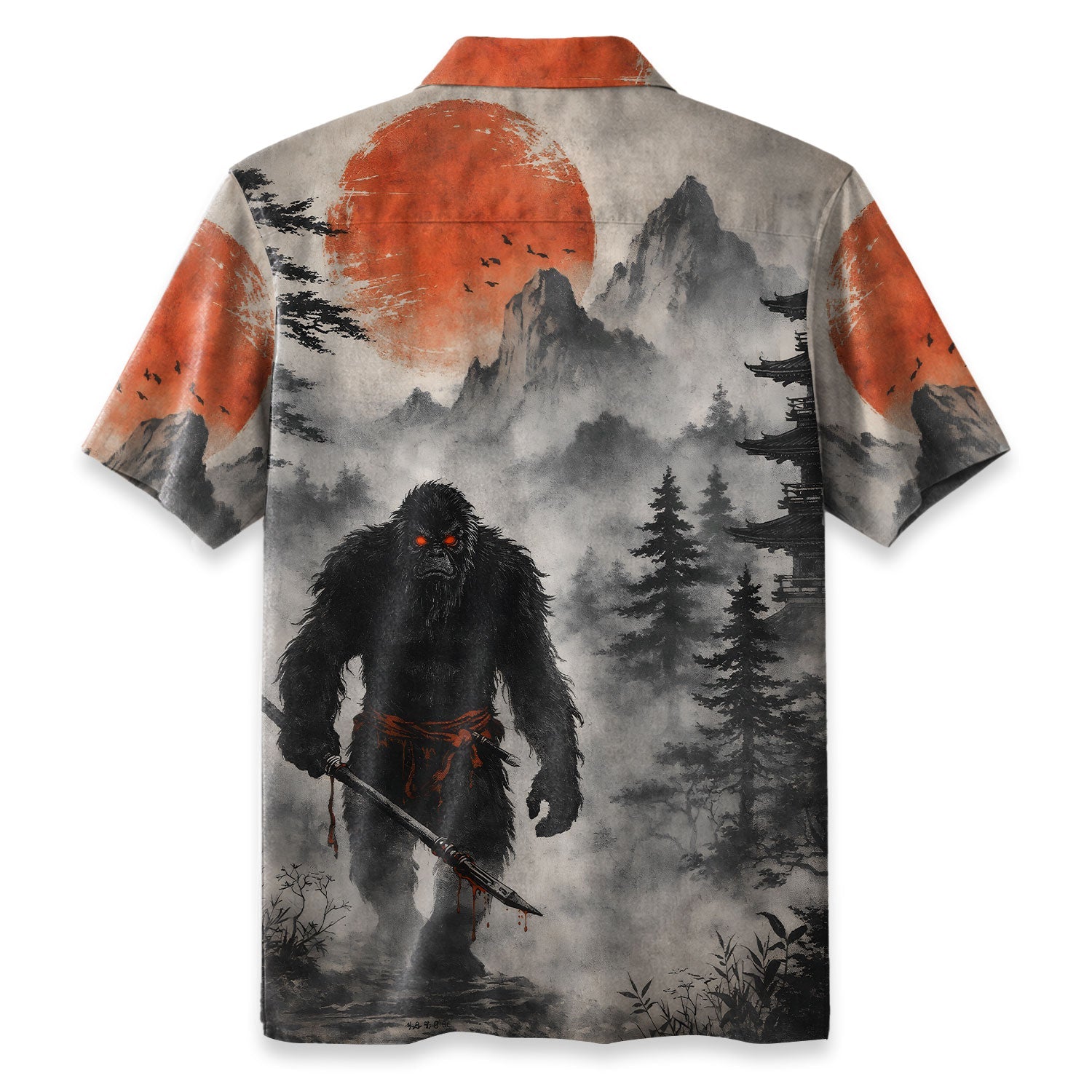 Japanese Samurai Bigfoot Hawaiian Shirt