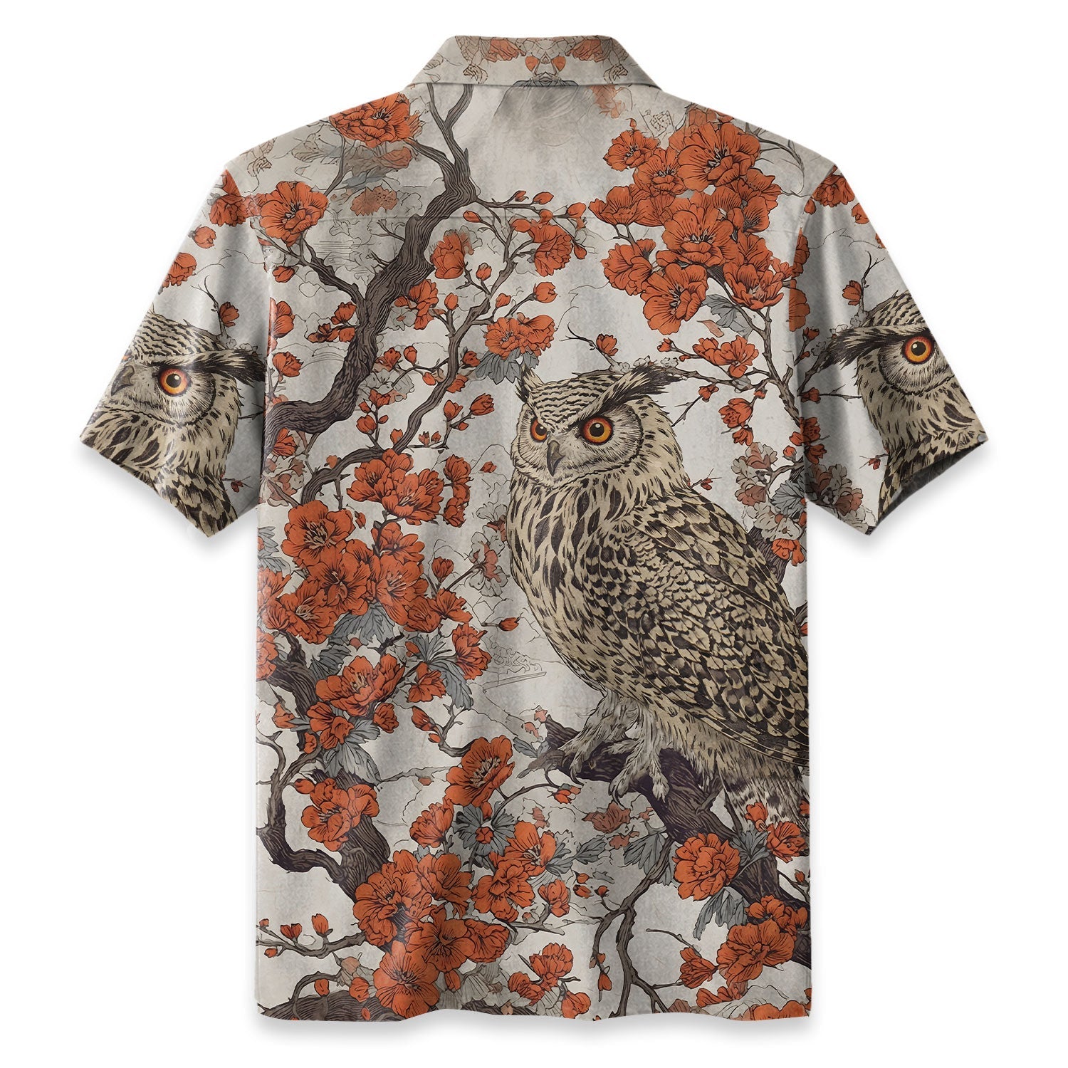 Owl And Plum Blossom Hawaiian Shirt