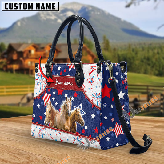 Unijames Palomino America Lover Custom Name 3D Leather Handbag