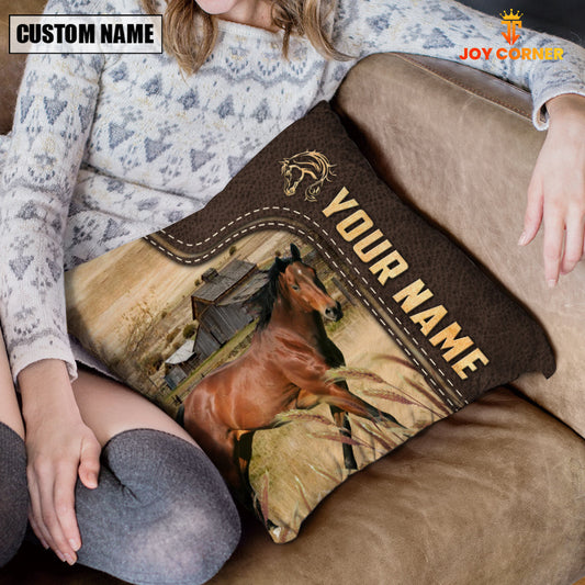 Uni Horse Custom Name Leather Pattern Pillow Case