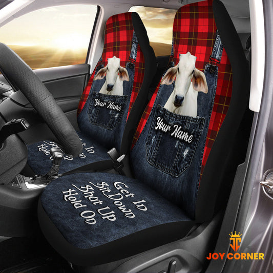 Uni Customized Name Brahman Jean Overalls Pattern Car Seat Covers (2Pcs)