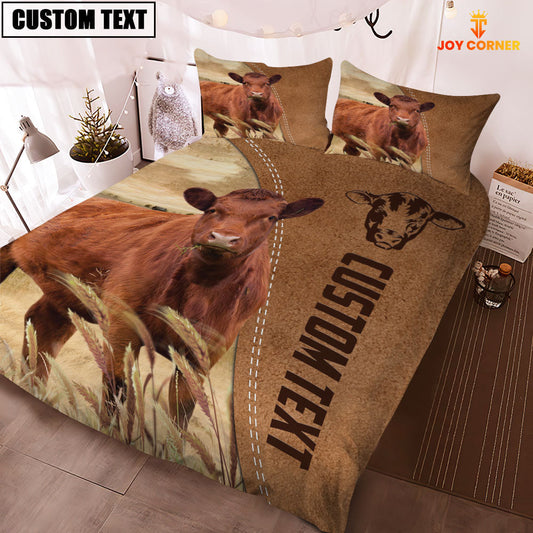 Uni Custom Name Red Angus Cattle Brown Bedding Set
