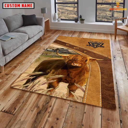 Uni Highland Farming Brown Personalized Name 3D Rug