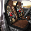 Uni Red Tractor Personalized Name Leather Pattern Car Seat Covers Universal Fit (2Pcs)
