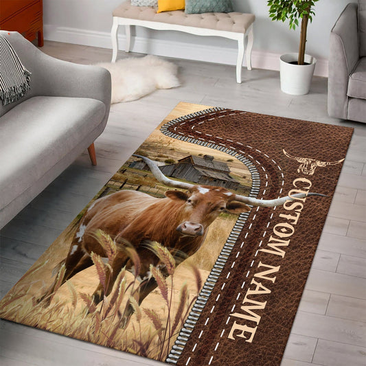 Uni Texas Longhorn Farming Personalized Name 3D Rug