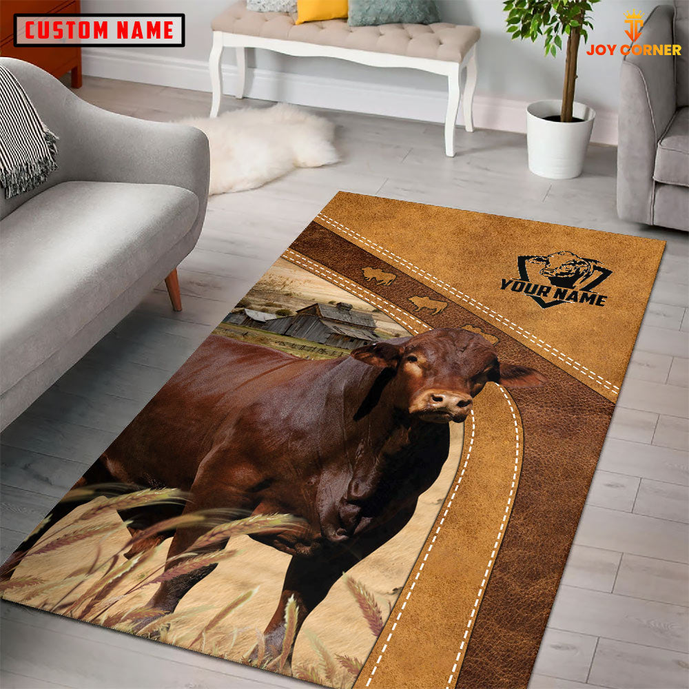 Custom Farm Mat Rugs Uni Beefmaster Farming Brown Personalized Name 3D Rug – UniJames