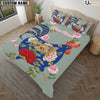 Uni Chicken Blue Art Pattern Custom Name Bedding Set