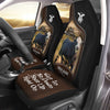 Uni Black Baldy Personalized Name Black And Brown Leather Pattern Car Seat Covers Universal Fit (2Pcs)