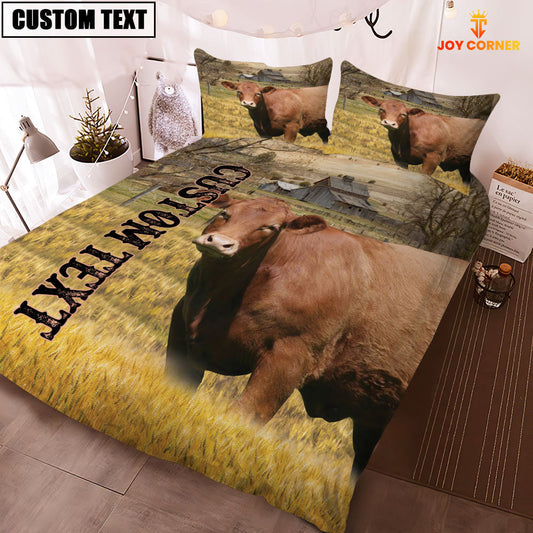 Uni Personalized Name Red Angus Cattle On The Farm 3D Bedding Set