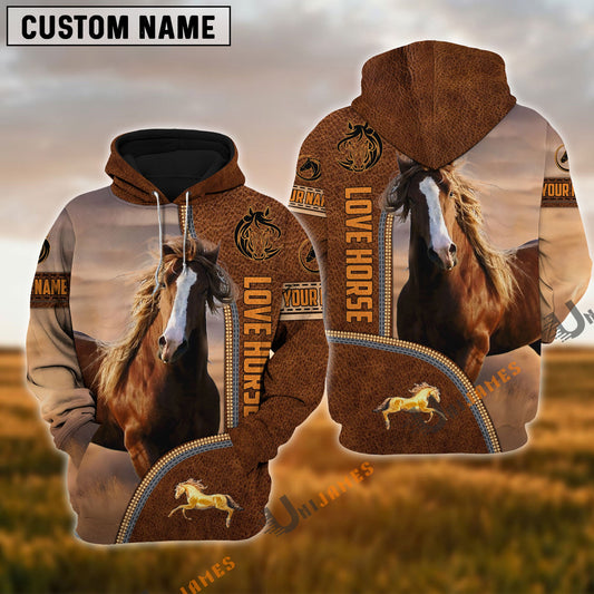 Uni Love Horse Custom Name 3D Hoodie