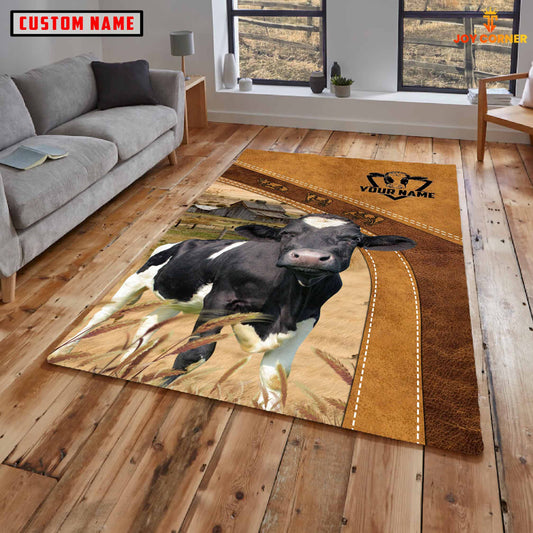 Uni Holstein Farming Brown Personalized Name 3D Rug