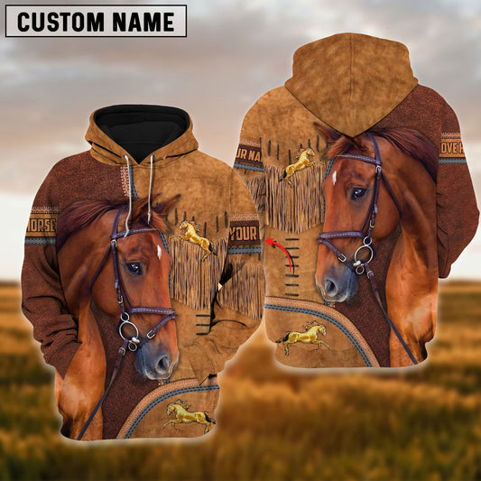 Uni Custom Name Horse Light Brown 3D Printed Hoodie