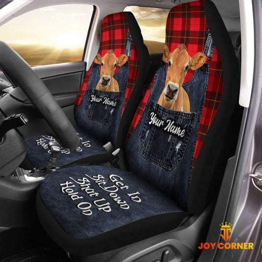 Uni Customized Name Jersey Jean Overalls Pattern Car Seat Covers (2Pcs)