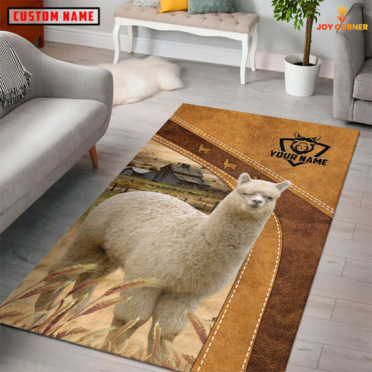 Uni Alpaca Farming Brown Personalized Name 3D Rug