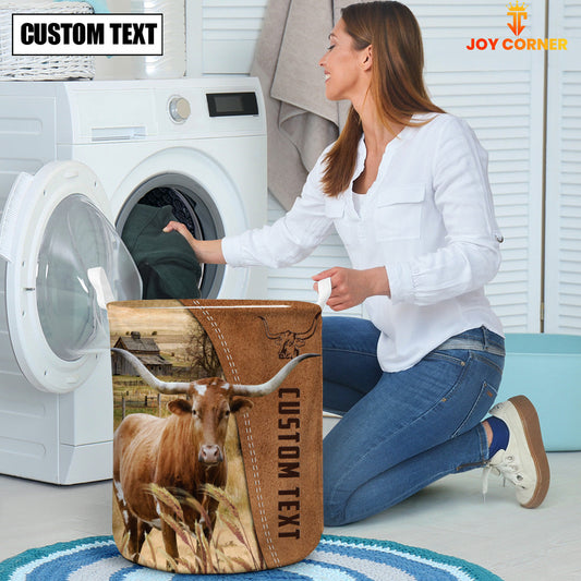 Uni TX Longhorn Brown Farm Custom Name Laundry Basket