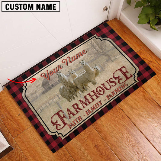 Uni Llama Faith Family Farming Custom Name Doormat