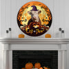 uni Halloween Hereford Cattle All Printed 3D Round Wooden Sign