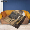 Uni Personalized Name Black Hereford Leather Pattern Blanket