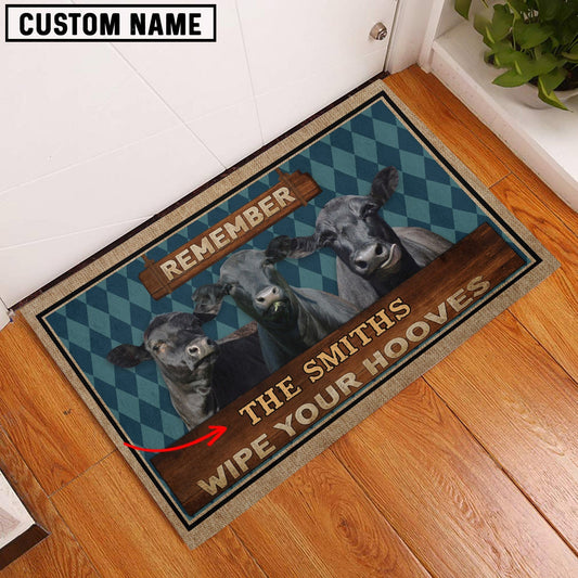 Uni Black Angus Wipe Your Hooves Custom Name Doormat