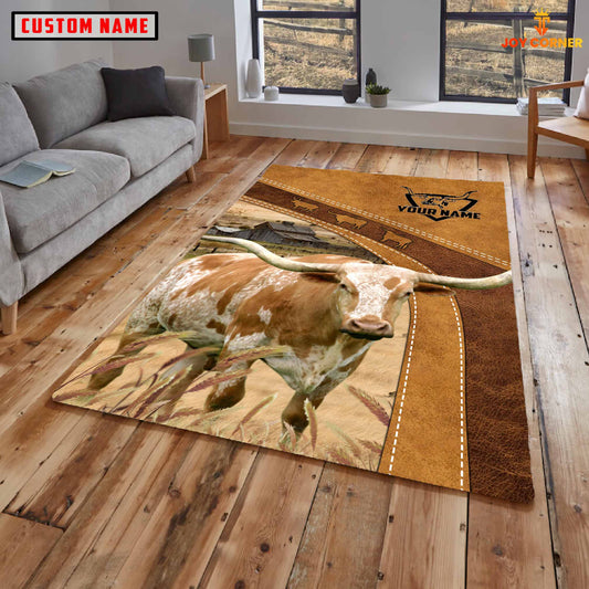 Uni Texas Longhorn Farming Brown Personalized Name 3D Rug